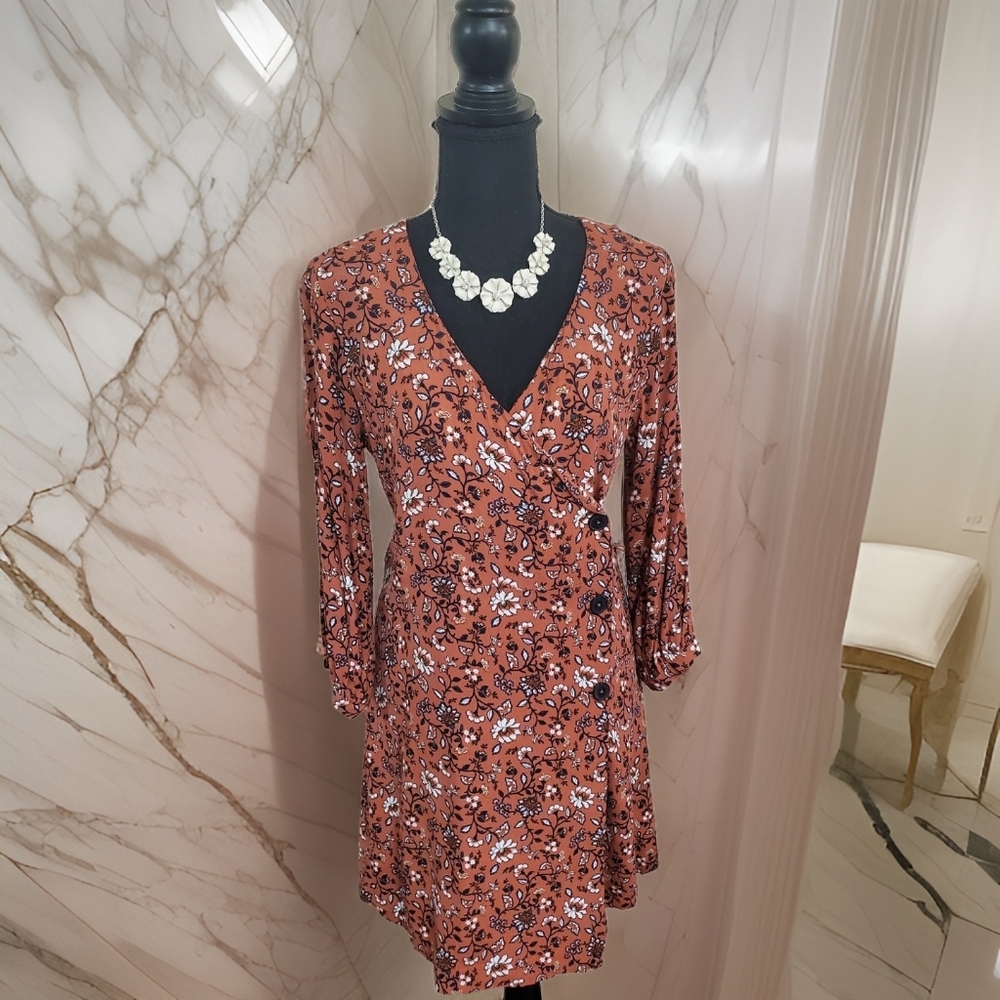 #126 Frank and Oak Ladies Flower Print Dress Size Medium - Picture 8 of 11